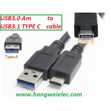 Novo USB 3.1 C macho para 3.0 um cabo macho USB